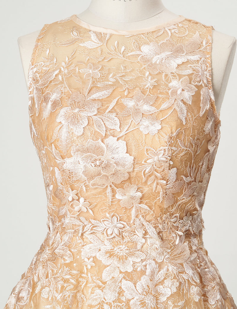 TWEED DRESS(ツイードドレス)のシャンパンゴールドロングドレス・チュール｜TN2020-CGDのトルソー上半身正面ボレロ着用画像です。