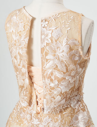 TWEED DRESS(ツイードドレス)のシャンパンゴールドロングドレス・チュール｜TN2020-CGDのボレロ背面着脱用ファスナー画像です。