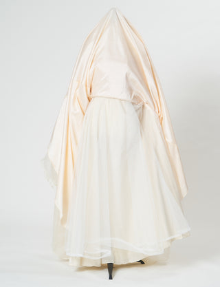 TWEED DRESS(ツイードドレス)のシャンパンゴールドロングドレス・チュール｜TN2020-CGDのスカートパニエ画像です。