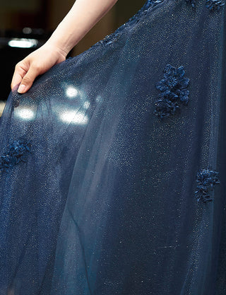 TWEED DRESS(ツイードドレス)のダークネイビーロングドレス・チュール｜TN2020-DNYのスカート拡大画像です。