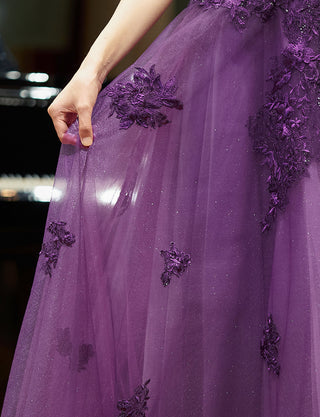 TWEED DRESS(ツイードドレス)のパープルロングドレス・チュール｜TN2020-PEのスカート拡大画像です。