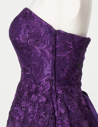 TWEED DRESS(ツイードドレス)のパープルロングドレス・チュール｜TN2020-PEのトルソー上半身側面画像です。