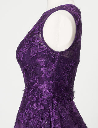 TWEED DRESS(ツイードドレス)のパープルロングドレス・チュール｜TN2020-PEのトルソー上半身側面ボレロ着用画像です。