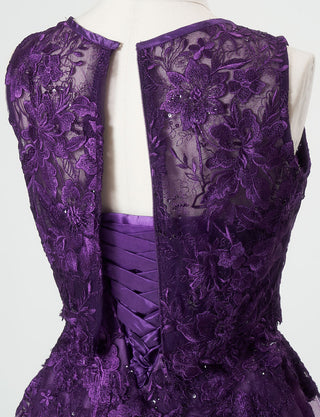 TWEED DRESS(ツイードドレス)のパープルロングドレス・チュール｜TN2020-PEのボレロ背面着脱用ファスナー画像です。