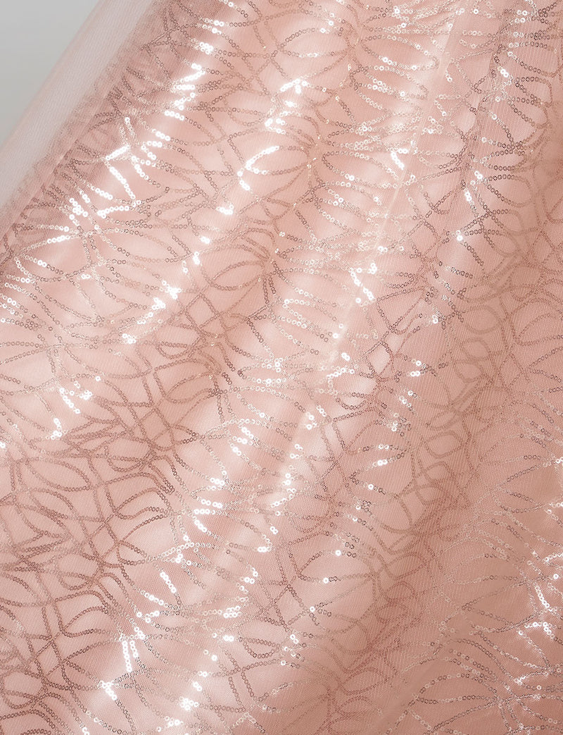 TWEED DRESS(ツイードドレス)のシェルピンクロングドレス・チュール｜TN2021-SHPKのスカート生地拡大画像です。