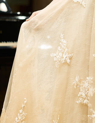 TWEED DRESS(ツイードドレス)のシャンパンゴールドロングドレス・チュール｜TN2024-CGDのスカート拡大画像です。
