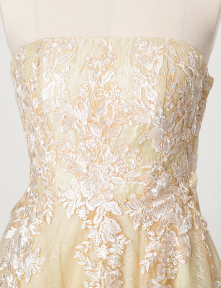 TWEED DRESS(ツイードドレス)のシャンパンゴールドロングドレス・チュール｜TN2024-CGDのトルソー上半身正面画像です。