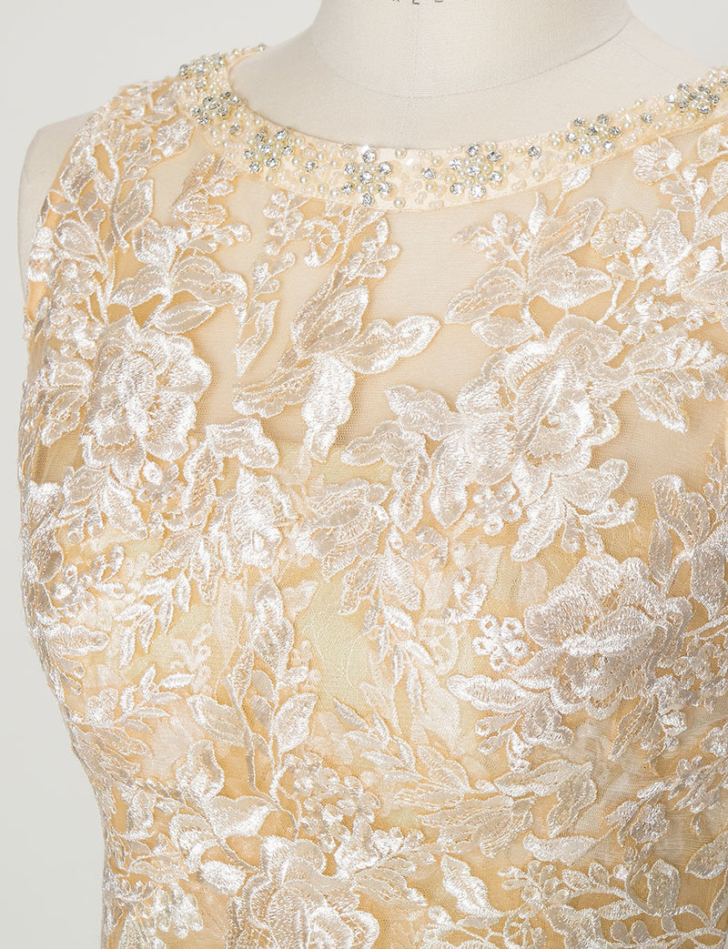 TWEED DRESS(ツイードドレス)のシャンパンゴールドロングドレス・チュール｜TN2024-CGDの付属ボレロ装飾拡大画像です。