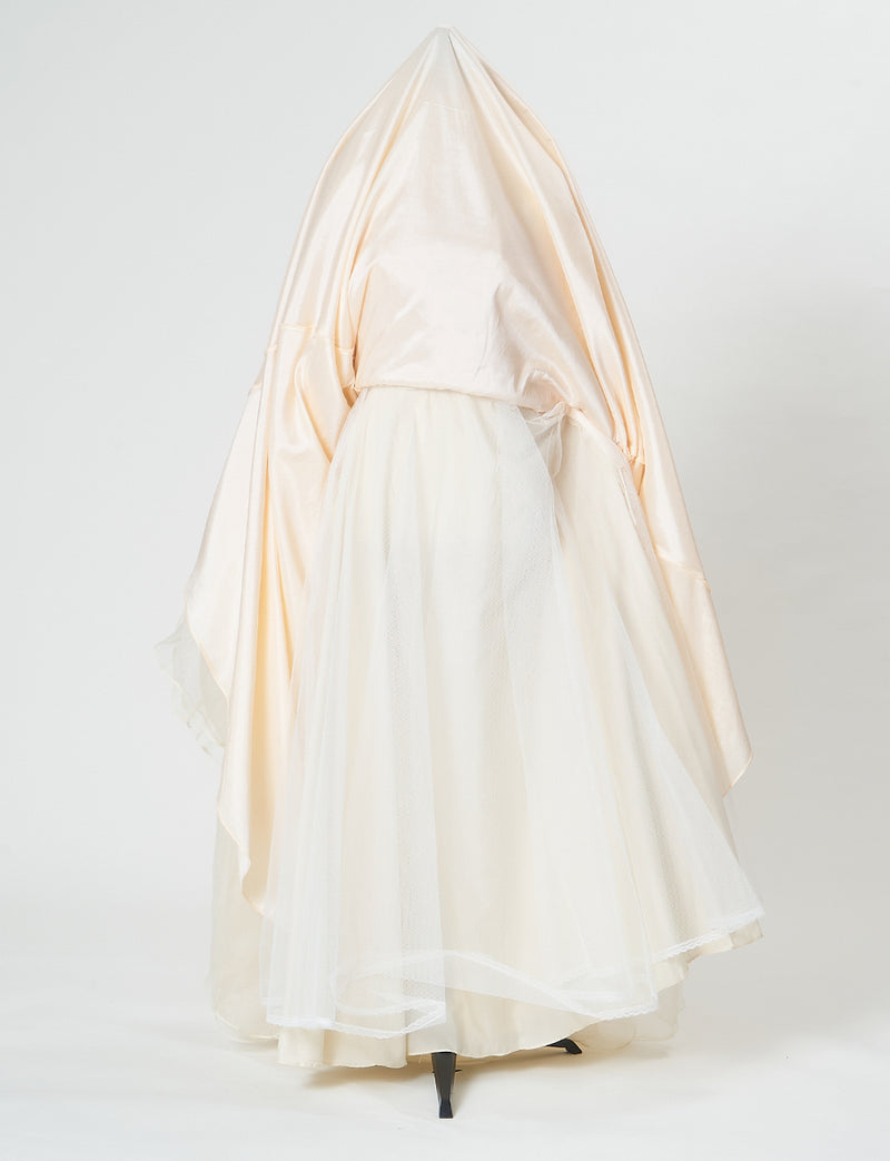 TWEED DRESS(ツイードドレス)のシャンパンゴールドロングドレス・チュール｜TN2024-CGDのスカートパニエ画像です。
