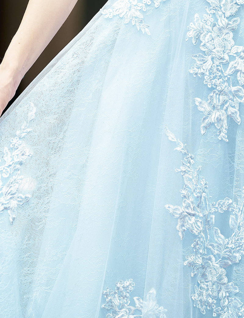 TWEED DRESS(ツイードドレス)のアイスブルーロングドレス・チュール｜TN2024-IBLのスカート拡大画像です。