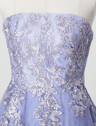TWEED DRESS(ツイードドレス)のラベンダーグレーロングドレス・チュール｜TN2024-LVGYのトルソー上半身正面画像です。