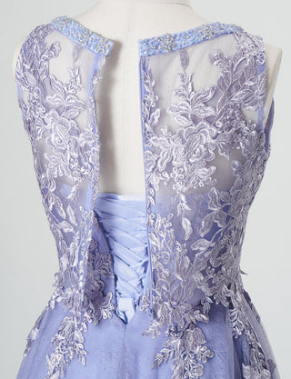TWEED DRESS(ツイードドレス)のラベンダーグレーロングドレス・チュール｜TN2024-LVGYのボレロ背面着脱用ファスナー画像です。