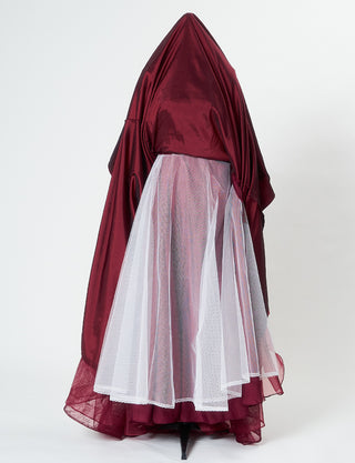 TWEED DRESS(ツイードドレス)のワインレッドロングドレス・チュール｜TN2024-WRDのスカートパニエ画像です。