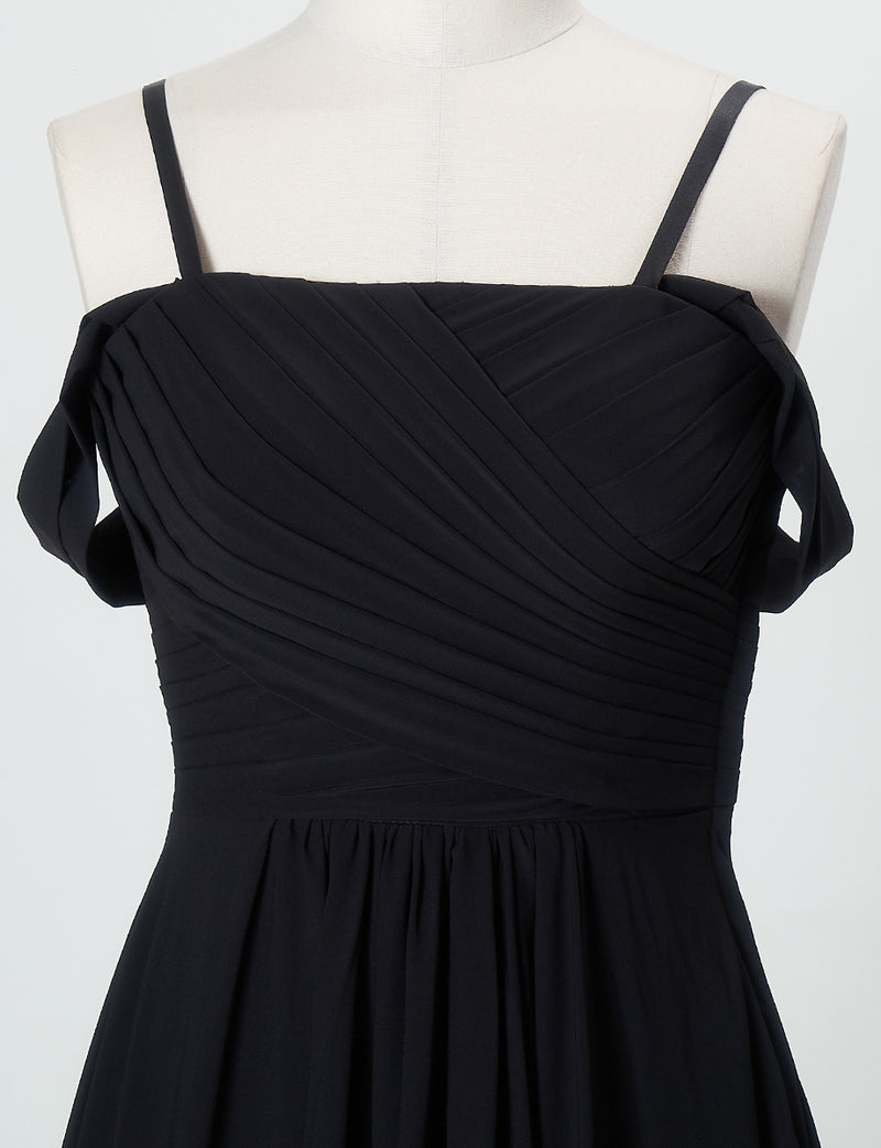 TWEED DRESS(ツイードドレス)のブラックロングドレス・シフォン｜TN2027-BKのトルソー上半身正面画像です。