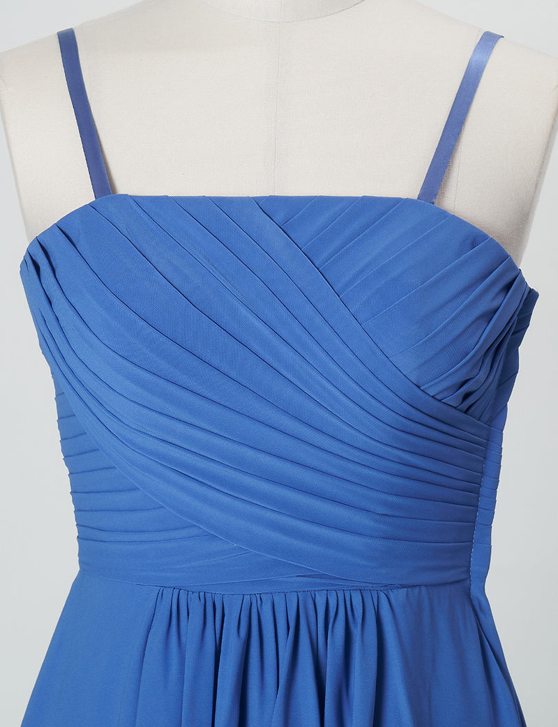 TWEED DRESS(ツイードドレス)のブルーロングドレス・シフォン｜TN2027-BLのトルソー上半身正面画像です。
