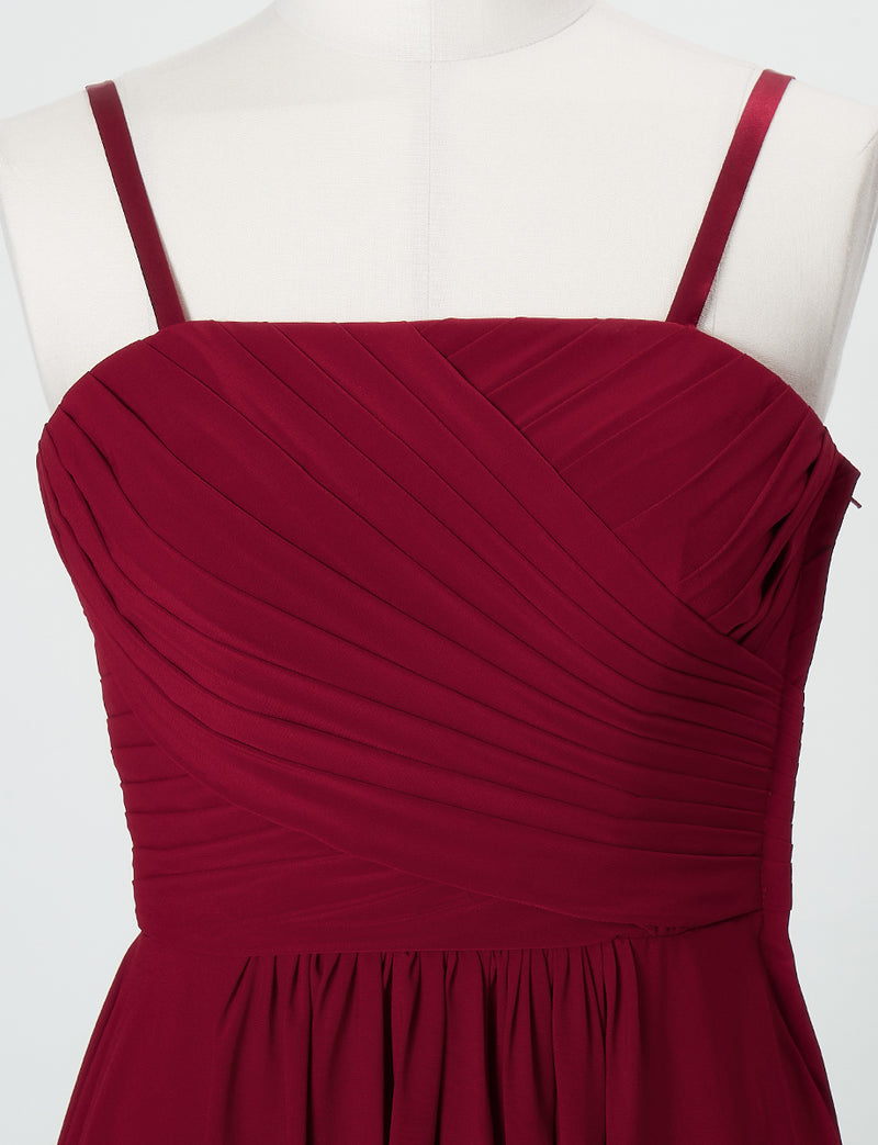 TWEED DRESS(ツイードドレス)のワインレッドロングドレス・シフォン｜TN2027-WRDのトルソー上半身正面画像です。