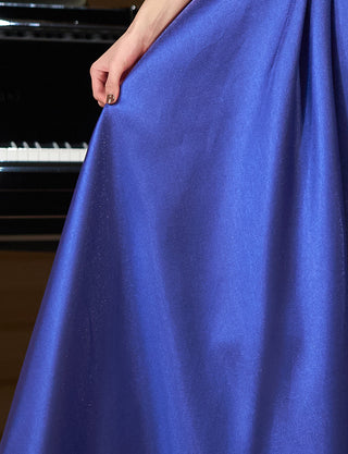 FineFeathers(ファインフェザーズ)のロイヤルブルーロングドレス・サテン｜TO2102-RBLのスカート拡大画像です。