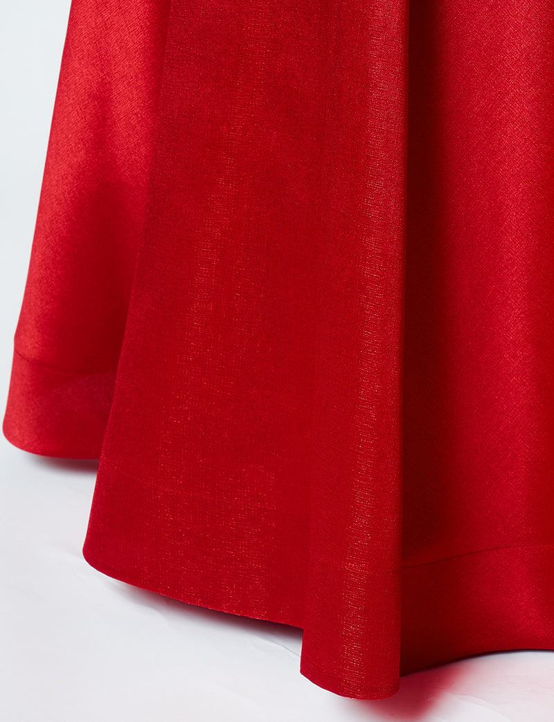 FineFeathers(ファインフェザーズ)のワインレッドロングドレス・サテン｜TO2102-WRDのスカート裾拡大画像です。