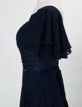 TWEED DRESS(ツイードドレス)のダークネイビーロングドレス・シフォン｜TS1501-SB-DNYのトルソー上半身側面画像です。
