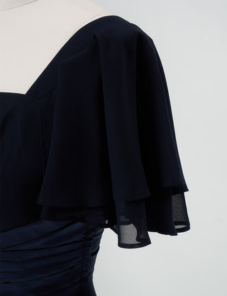 TWEED DRESS(ツイードドレス)のダークネイビーロングドレス・シフォン｜TS1501-SB-DNYの上半身お袖拡大画像です。