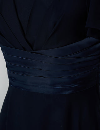 TWEED DRESS(ツイードドレス)のダークネイビーロングドレス・シフォン｜TS1501-SB-DNYの上半身ウエスト部分拡大画像です。