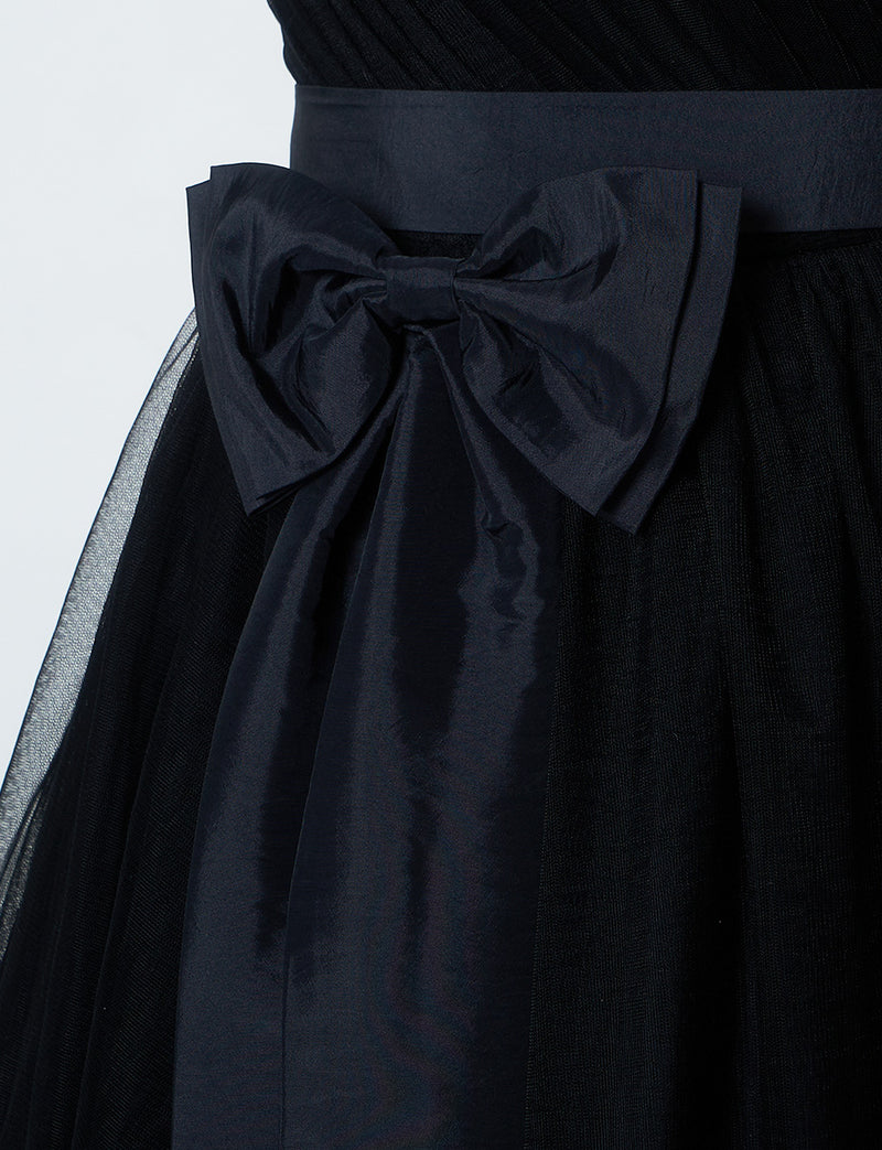 TWEED DRESS(ツイードドレス)のブラックロングドレス・チュール｜TS1503-BKの付属リボン拡大画像です。