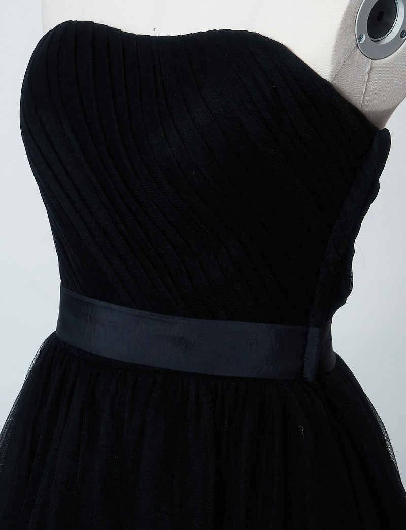 TWEED DRESS(ツイードドレス)のブラックロングドレス・チュール｜TS1503-BKのトルソー上半身斜め画像です。