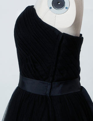 TWEED DRESS(ツイードドレス)のブラックロングドレス・チュール｜TS1503-BKのトルソー上半身側面画像です。