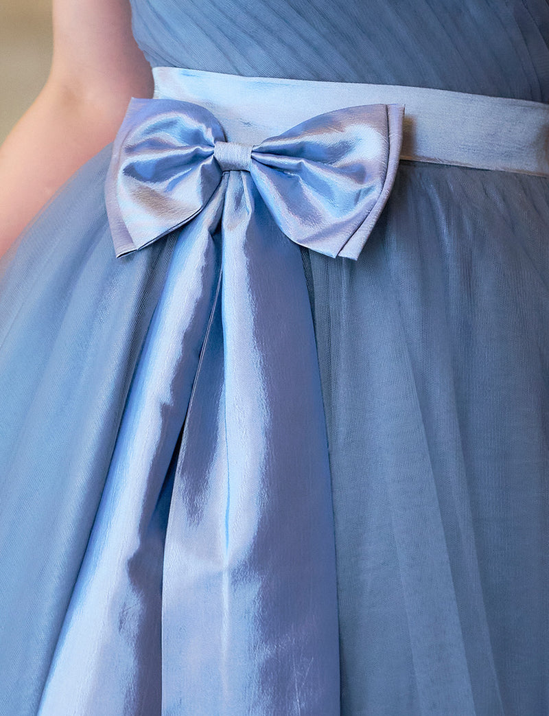 TWEED DRESS(ツイードドレス)のブルーグレーロングドレス・チュール｜TS1503-BLGYの付属リボン拡大画像です。