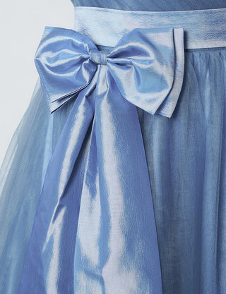 TWEED DRESS(ツイードドレス)のブルーグレーロングドレス・チュール｜TS1503-BLGYの付属リボン拡大画像です。