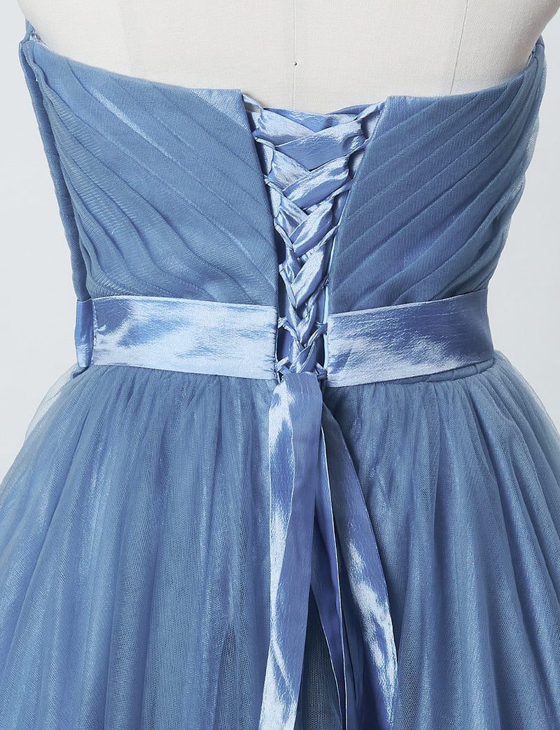 TWEED DRESS(ツイードドレス)のブルーグレーロングドレス・チュール｜TS1503-BLGYのトルソー上半身背面画像です。