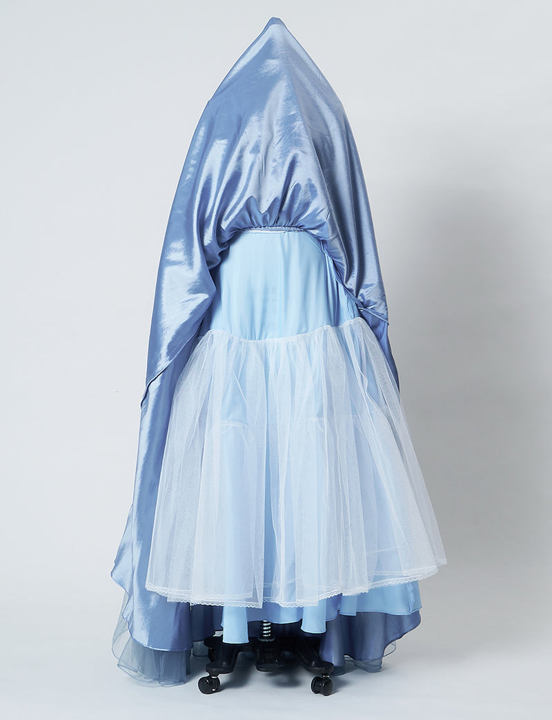 TWEED DRESS(ツイードドレス)のブルーグレーロングドレス・チュール｜TS1503-BLGYのスカートパニエ画像です。