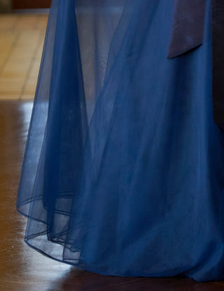 TWEED DRESS(ツイードドレス)のネイビーロングドレス・チュール｜TS1503-NYのスカート拡大画像です。