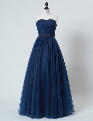 TWEED DRESS(ツイードドレス)のネイビーロングドレス・チュール｜TS1503-NYのトルソー全身正面画像です。