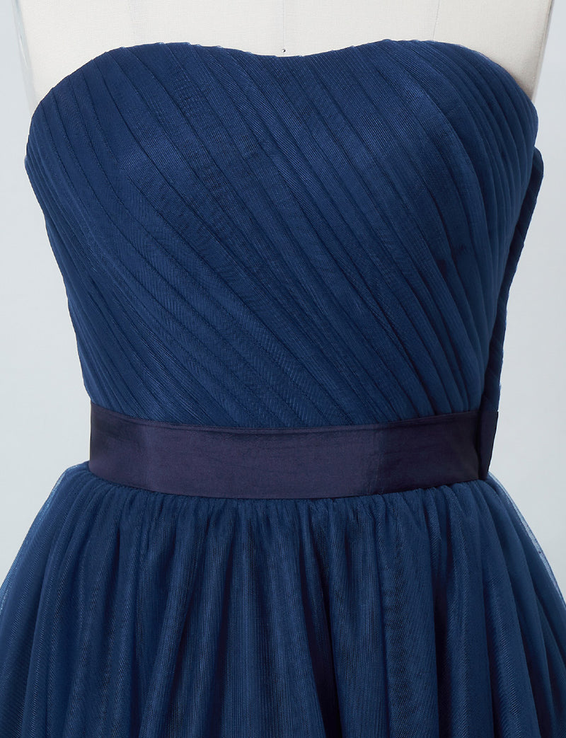TWEED DRESS(ツイードドレス)のネイビーロングドレス・チュール｜TS1503-NYのトルソー上半身正面画像です。