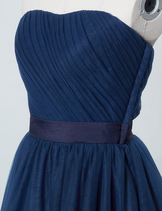 TWEED DRESS(ツイードドレス)のネイビーロングドレス・チュール｜TS1503-NYのトルソー上半身斜め画像です。