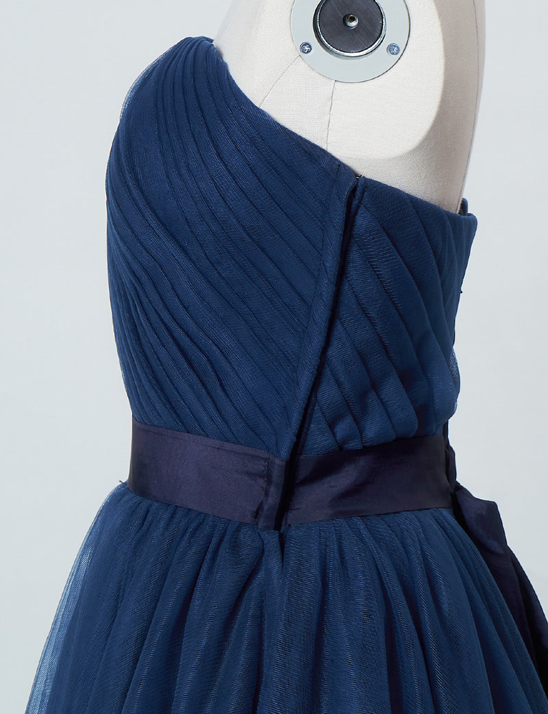 TWEED DRESS(ツイードドレス)のネイビーロングドレス・チュール｜TS1503-NYのトルソー上半身側面画像です。