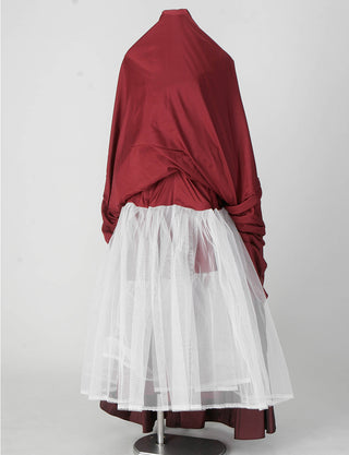 TWEED DRESS(ツイードドレス)のバーガンディーロングドレス・タフタ｜TS1578-BGDのスカートパニエ画像です。