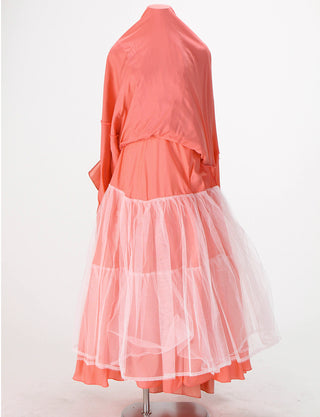 TWEED DRESS(ツイードドレス)のゴールドコーラルロングドレス・タフタ｜TS1578-GCOのスカートパニエ画像です。