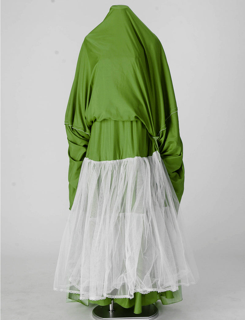 TWEED DRESS(ツイードドレス)のオリーブグリーンロングドレス・タフタ｜TS1578-OVGNのスカートパニエ画像です。
