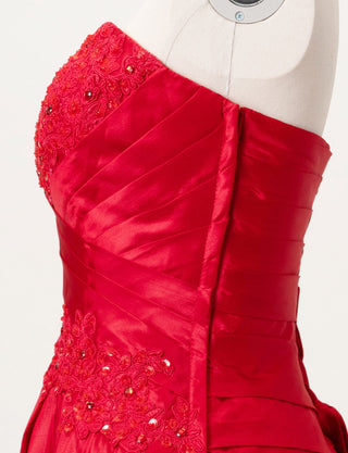 TWEED DRESS(ツイードドレス)のレッドロングドレス・タフタ｜TS1578-RDのトルソー上半身側面画像です。
