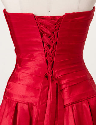 TWEED DRESS(ツイードドレス)のレッドロングドレス・タフタ｜TS1578-RDのトルソー上半身背面画像です。