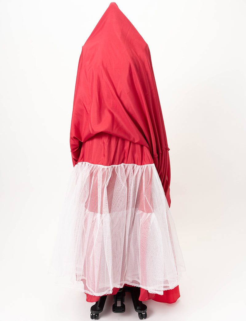 TWEED DRESS(ツイードドレス)のレッドロングドレス・タフタ｜TS1578-RDのスカートパニエ画像です。