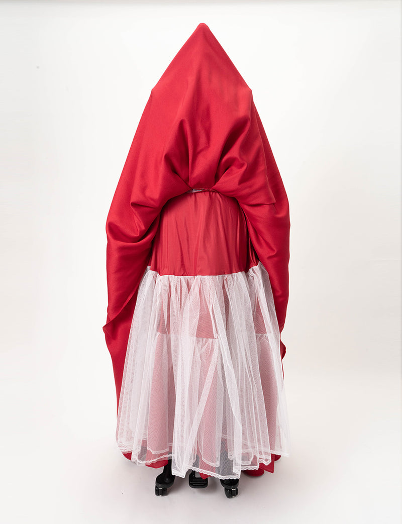 TWEED DRESS(ツイードドレス)のワインレッドロングドレス・チュール｜TW1904-CGDのスカートパニエ画像です。