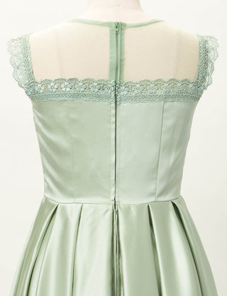 TWEED DRESS(ツイードドレス)のペールミントロングドレス・サテン｜TW1908-PMTのトルソー上半身背面画像です。