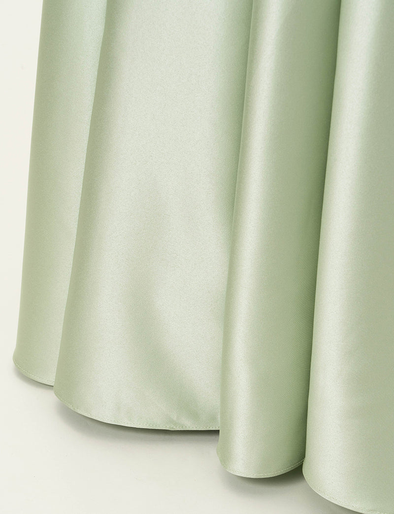 TWEED DRESS(ツイードドレス)のペールミントロングドレス・サテン｜TW1908-PMTのスカート裾拡大画像です。
