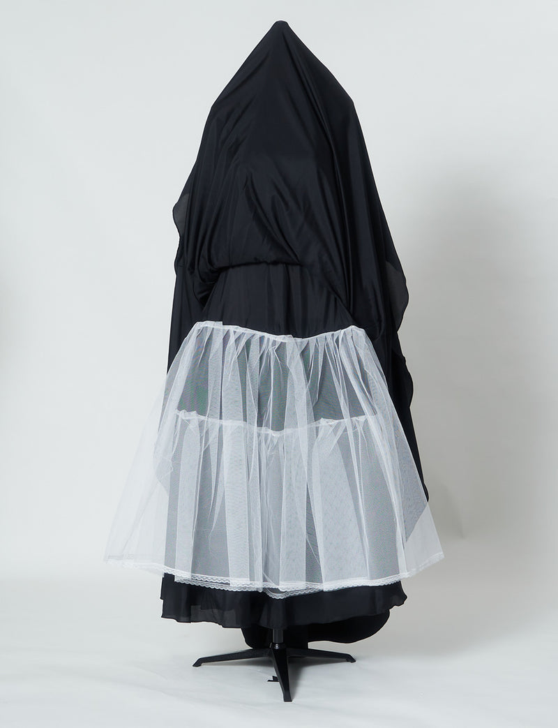 TWEED DRESS(ツイードドレス)のブラックロングドレス・サテン｜TW1914-1-BKのスカートパニエ画像です。