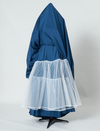 TWEED DRESS(ツイードドレス)のミッドナイトブルーロングドレス・サテン｜TW1914-1-MBLのスカートパニエ画像です。