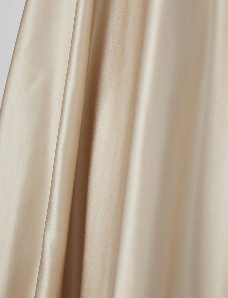 TWEED DRESS(ツイードドレス)のシャンパンゴールドロングドレス・サテン｜TW1914-CGDのスカート生地拡大画像です。