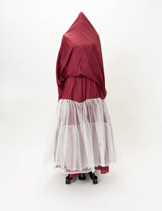 TWEED DRESS(ツイードドレス)のワインレッドロングドレス・タフタ｜TW1917-WRDのスカートパニエ画像です。